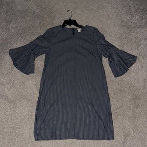 J. Crew bell sleeve chambray and white stripe dress. Size 10.